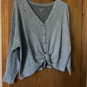 American Eagle Outfitters Gray Button Down Shirt